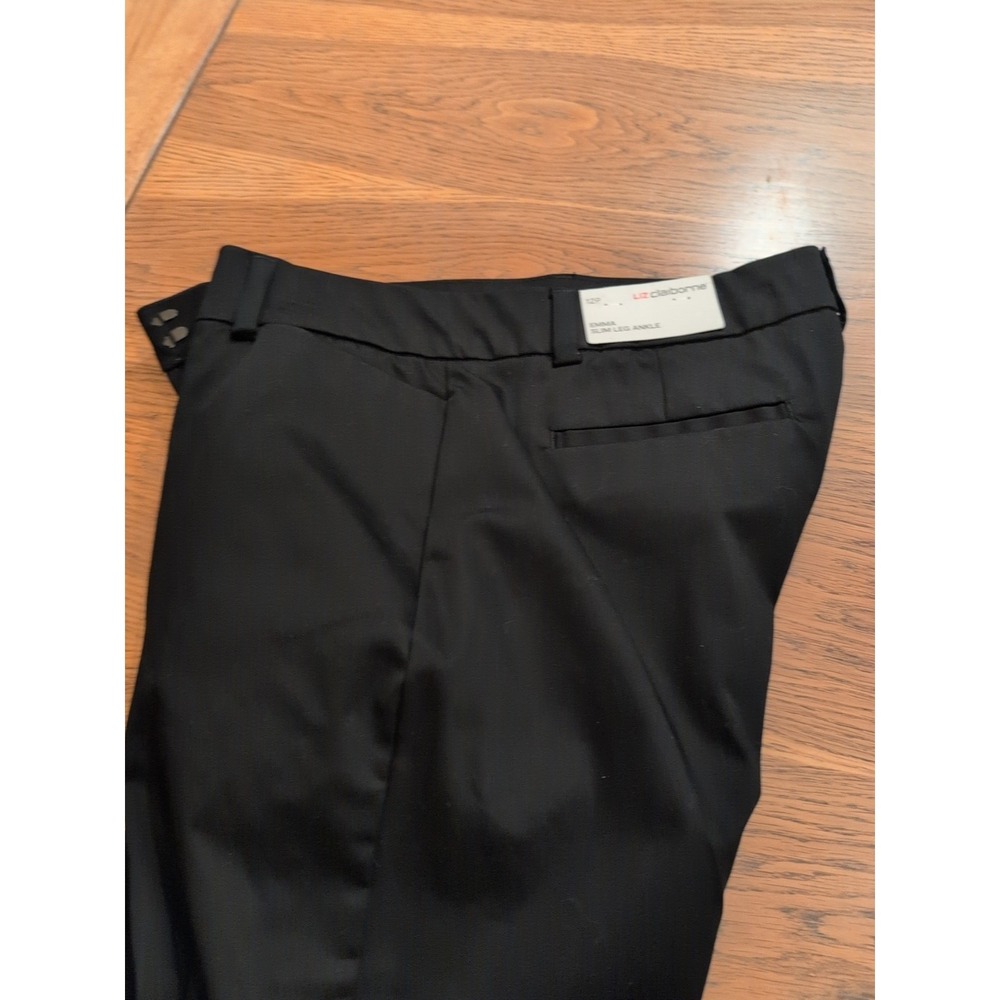 Zara Dress Pants Womens 12P Black Creased Slim Leg Ankle Stretch Business NWT